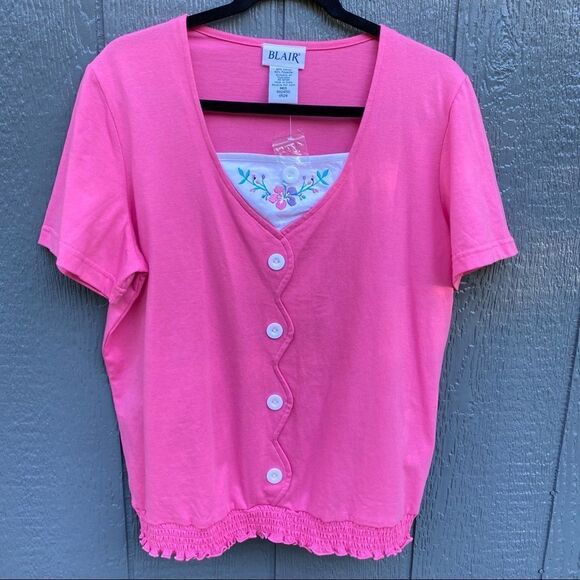 BLAIR Pink Short Sleeve NWOT Vintage Top M - Picture 5 of 11
